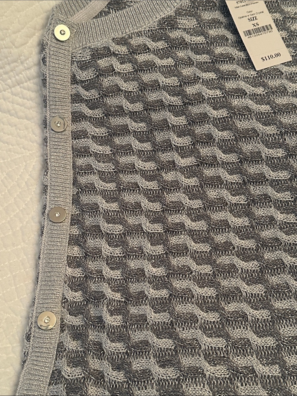 White House Black Market shrug, S, NWT, silver and Metallic threading - Picture 3 of 8